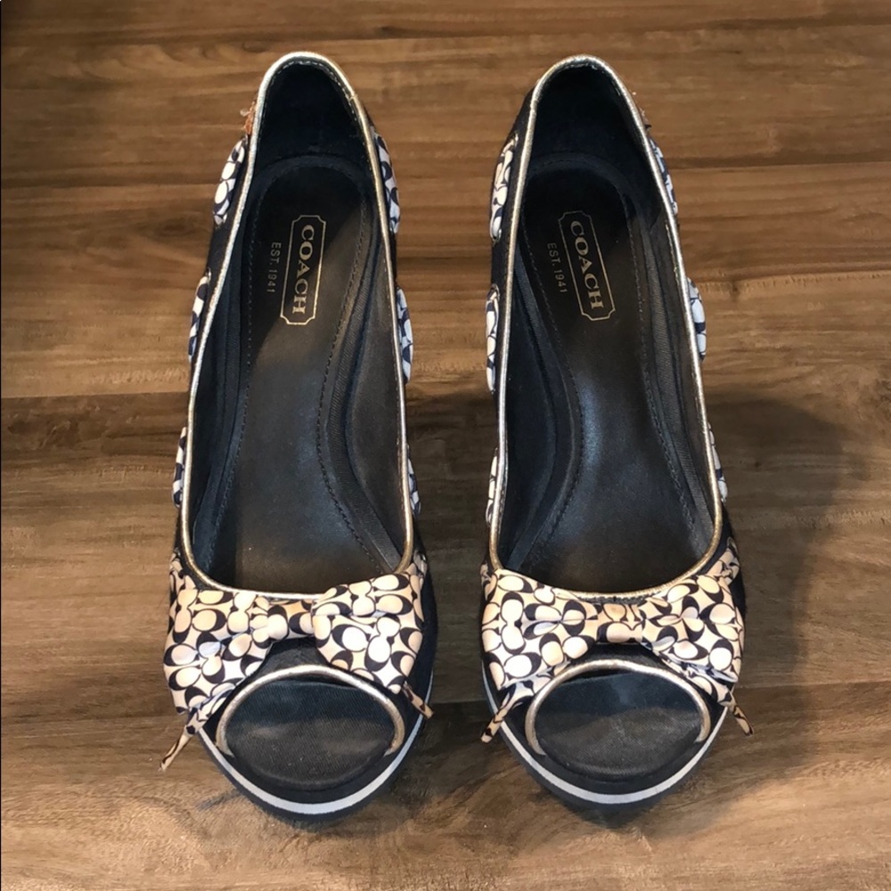 Coach Black and White Wedges